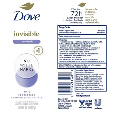Label (Dove Invisible Sheer Finish Dry Spray 72h Antiperspirant Deodorant   Artwork)